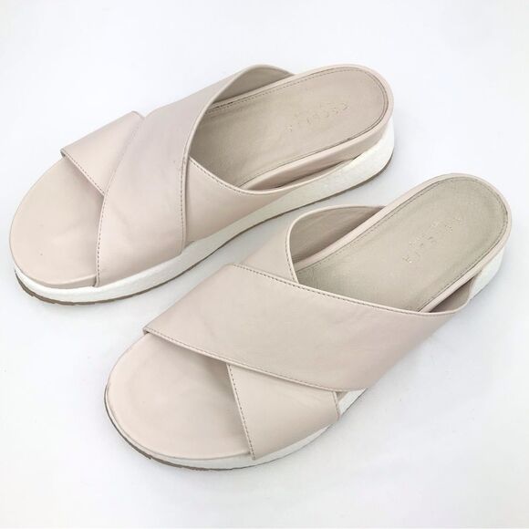 Cecelia New York LIMA Light Taupe Chunky Crisscross Platform Slide Sandals - Picture 3 of 14